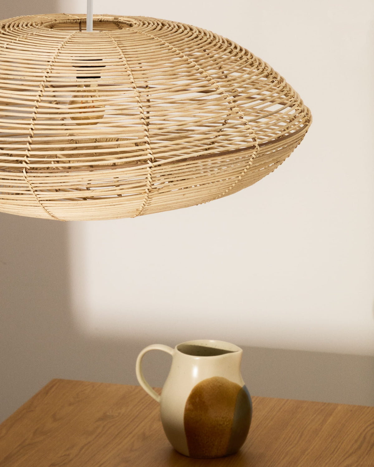 Japandi Lampenschirm Flaro – Rattan, Natur, Ø 70 cm – weitere Ansicht