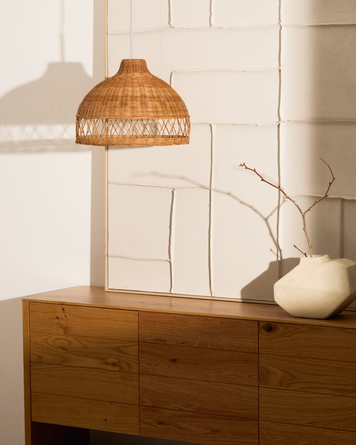 Japandi Lampenschirm Loura – Rattan, Natur, Ø 40 cm – weitere Ansicht