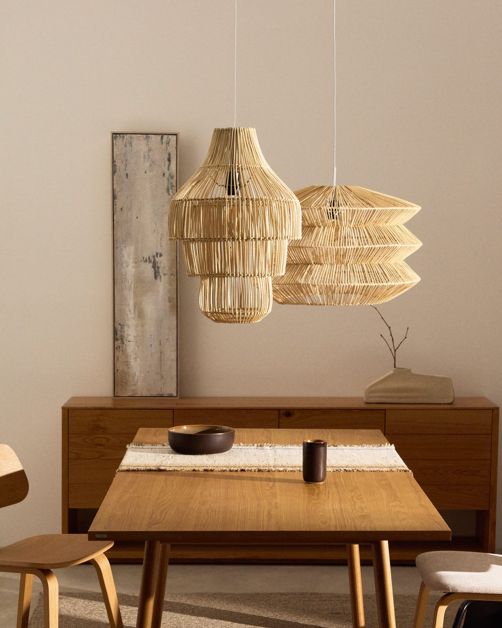 Japandi Lampenschirm Janoa – Rattan, Natur, Ø 38 cm – weitere Ansicht