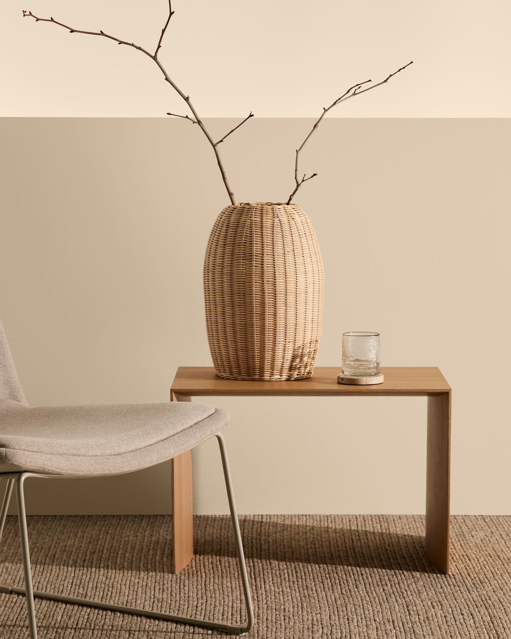 Japandi Vase Zilna – Rattan, Natur, 40 cm – weitere Ansicht