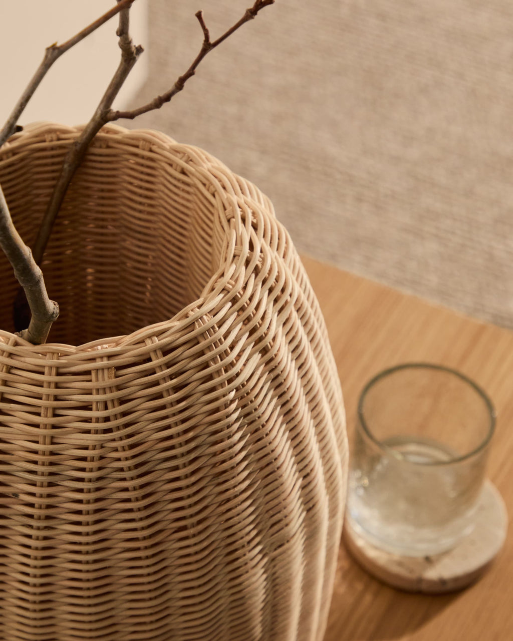 Japandi Vase Zilna – Rattan, Natur, 40 cm – weitere Ansicht