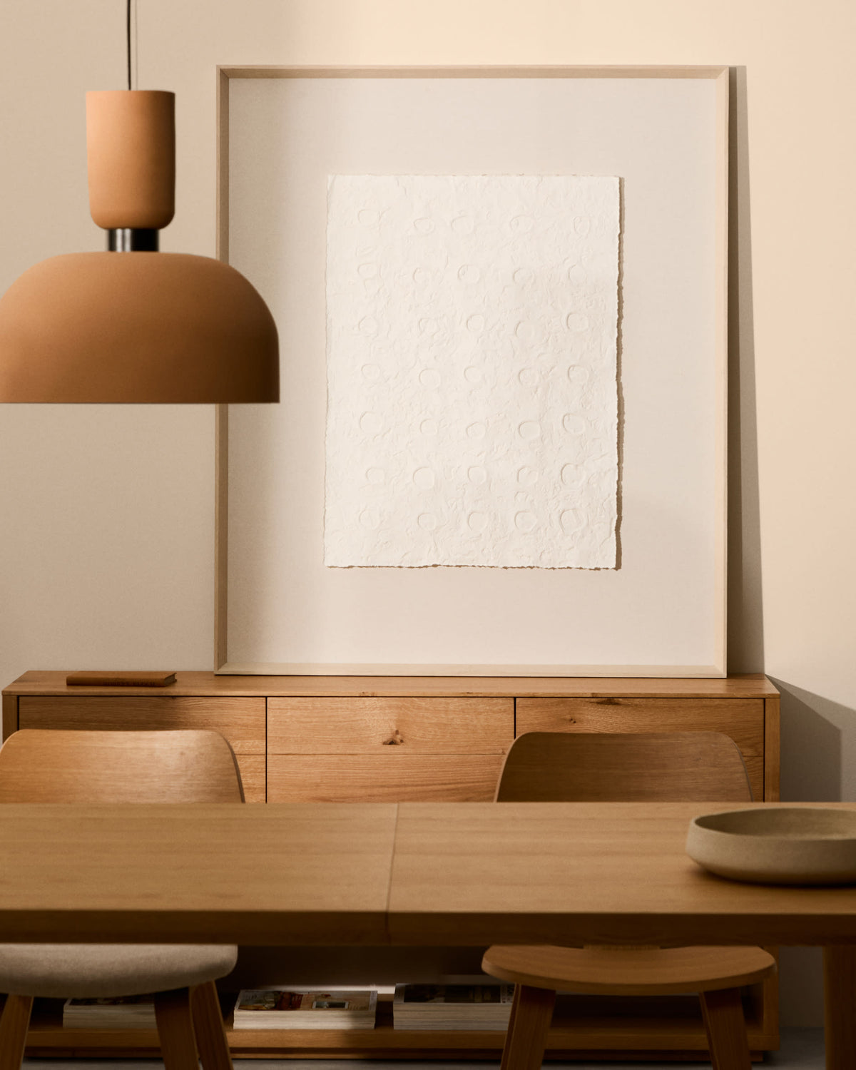 Japandi Wandbild Olvin – Stoff, Weiß, 104 × 124 cm – weitere Ansicht