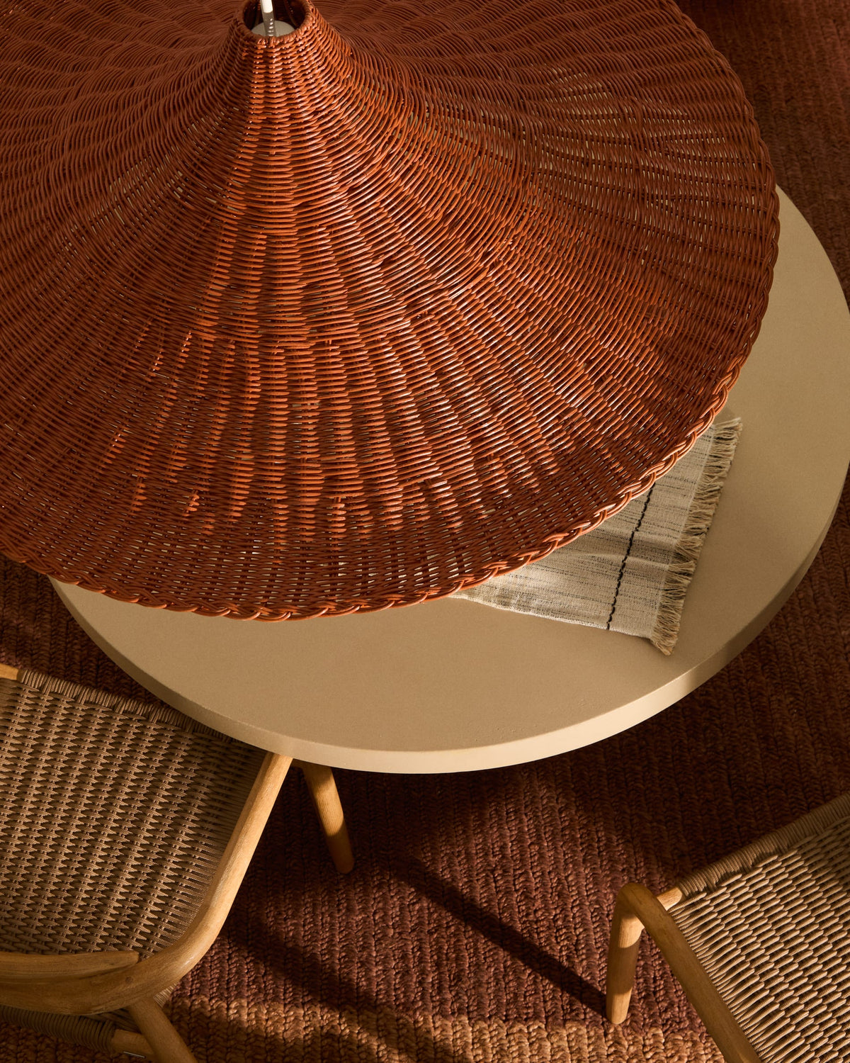 Japandi Lampenschirm Bladia – Rattan, Terrakotta, Ø 90 cm – weitere Ansicht