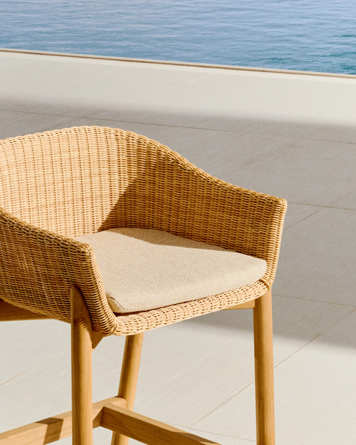 Japandi Hocker Galea – Teakholz, Beige, 75 cm – weitere Ansicht