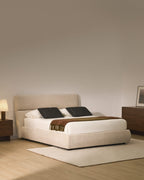Japandi Bett Dafra – Chenille, Beige, 180 × 200 cm – weitere Ansicht