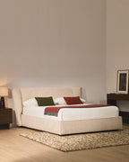 Japandi Bett Arvian – Chenille, Beige, 180 × 200 cm – weitere Ansicht