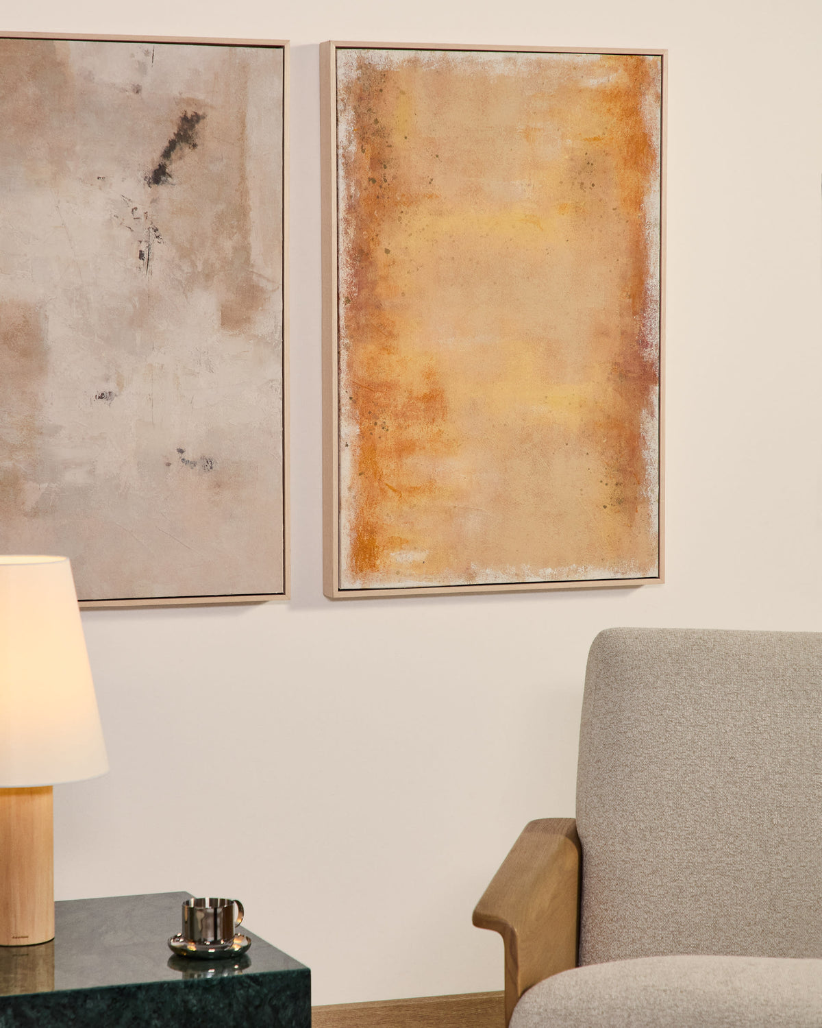 Japandi Wandbild Selnar – Stoff, Gelb, 60 × 90 cm – weitere Ansicht