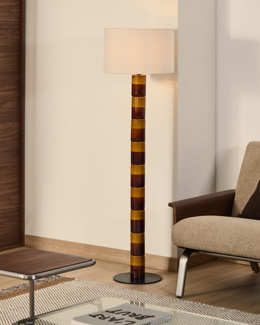 Japandi Stehlampe Mavran – Keramik, Braun – weitere Ansicht