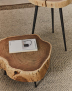 Japandi Couchtisch Tavine – Akazie, Schwarz, Ø 49 cm – weitere Ansicht