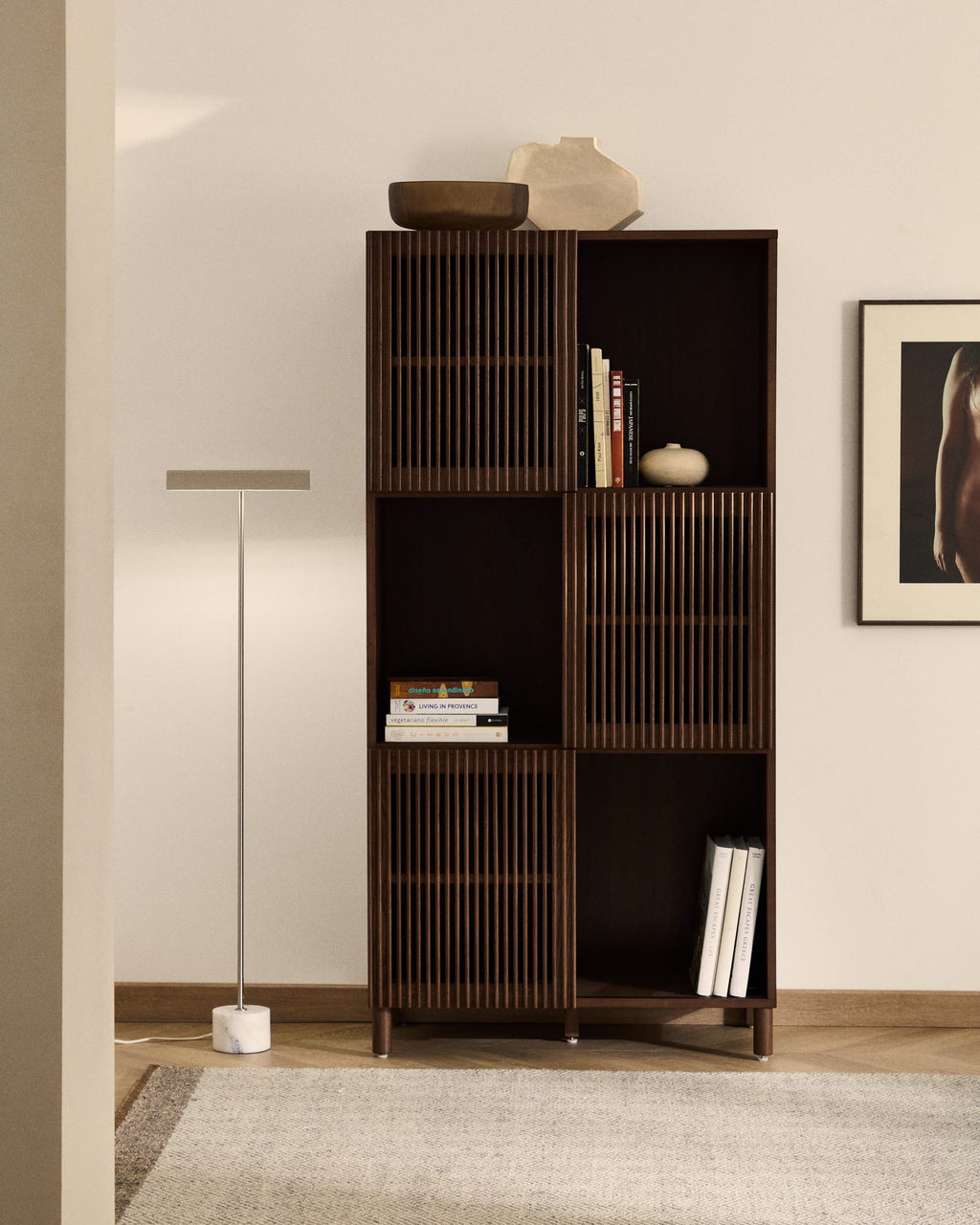 Japandi Regal Beyla – Holzwerkstoff, Nussbaum, 84,5 × 170 cm – weitere Ansicht