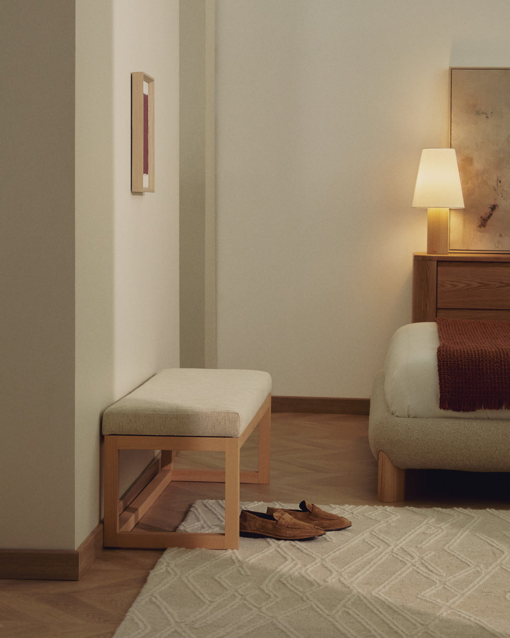 Japandi Bank Loya – Beige, 128 cm – weitere Ansicht