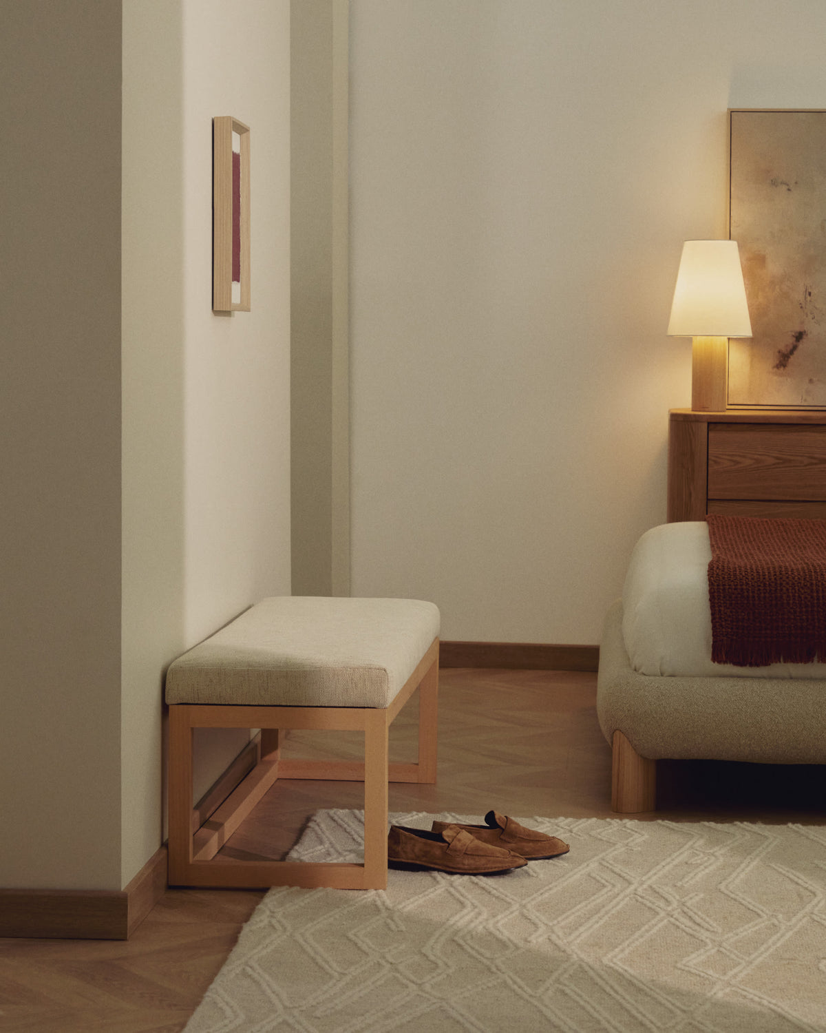 Japandi Bank Loya – Beige, 128 cm – weitere Ansicht