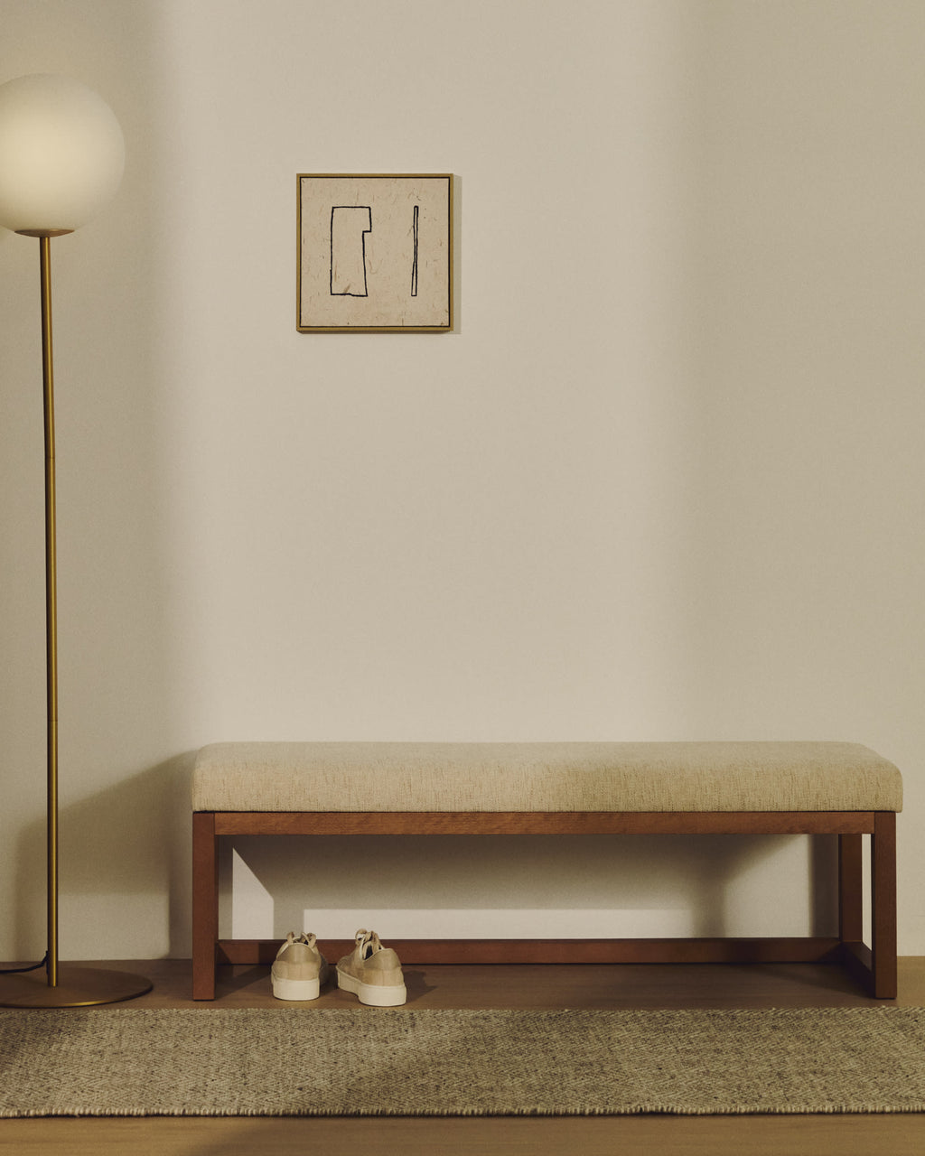 Japandi Bank Loya – Nussbaum, Beige, 128 cm – weitere Ansicht