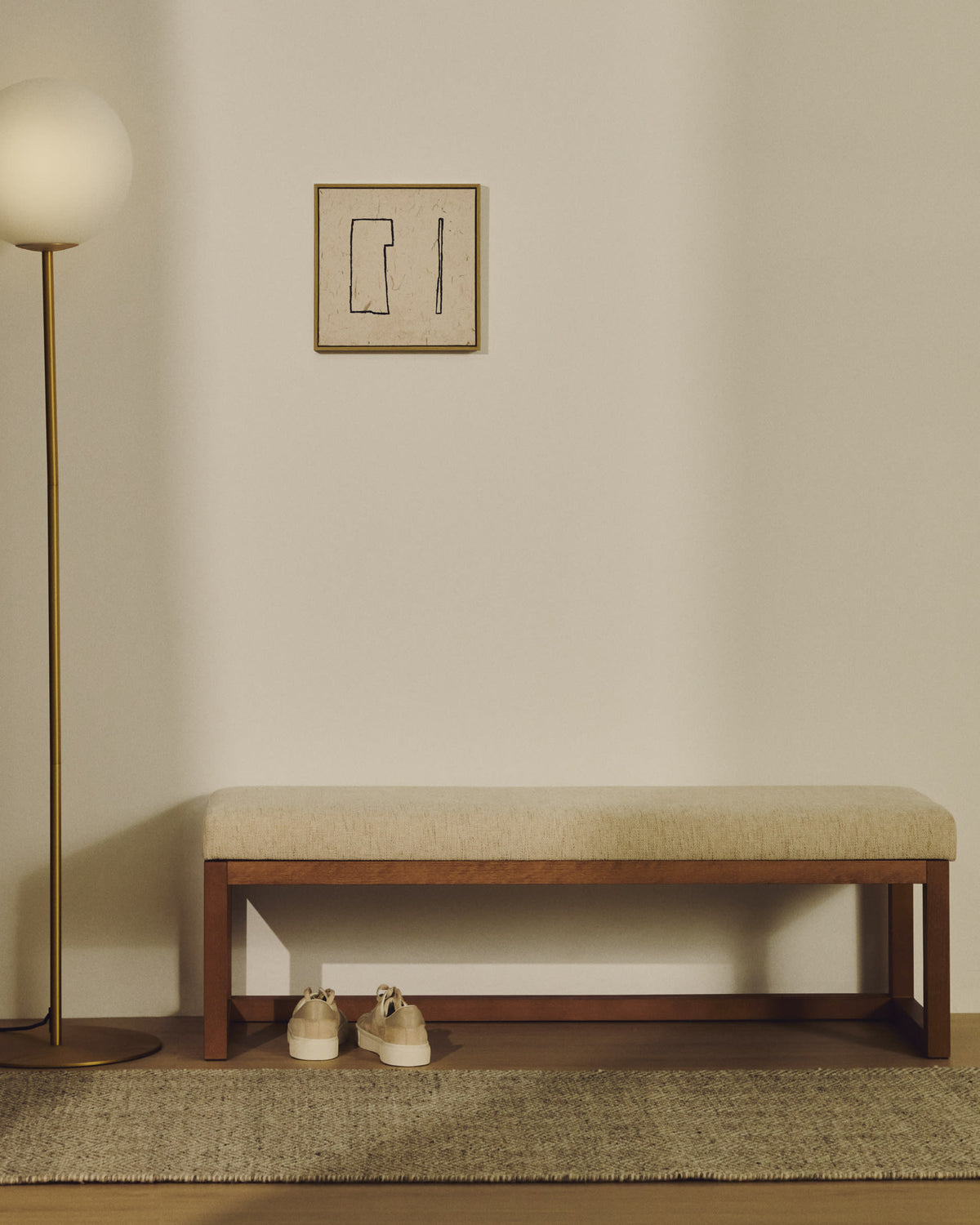 Japandi Bank Loya – Nussbaum, Beige, 128 cm – weitere Ansicht