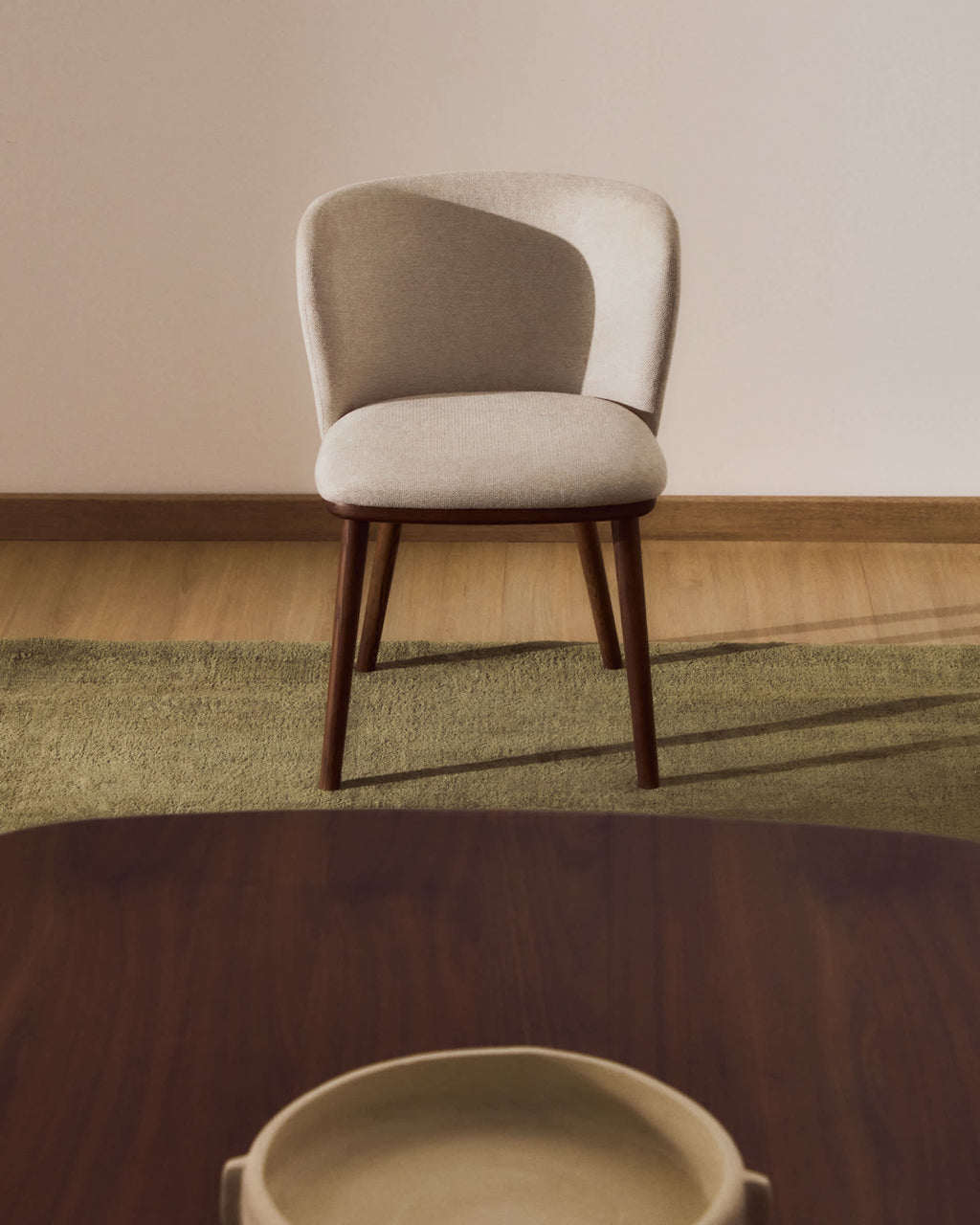 Japandi Stuhl Ciselia – Chenille, Beige – weitere Ansicht