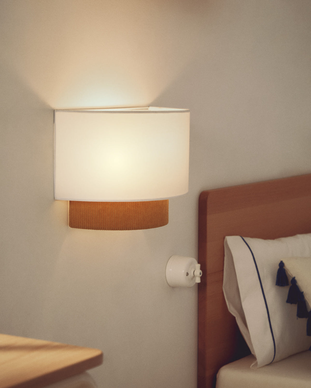 Japandi Wandleuchte Bianella – Cord, Senfgelb, Ø 40 cm – weitere Ansicht