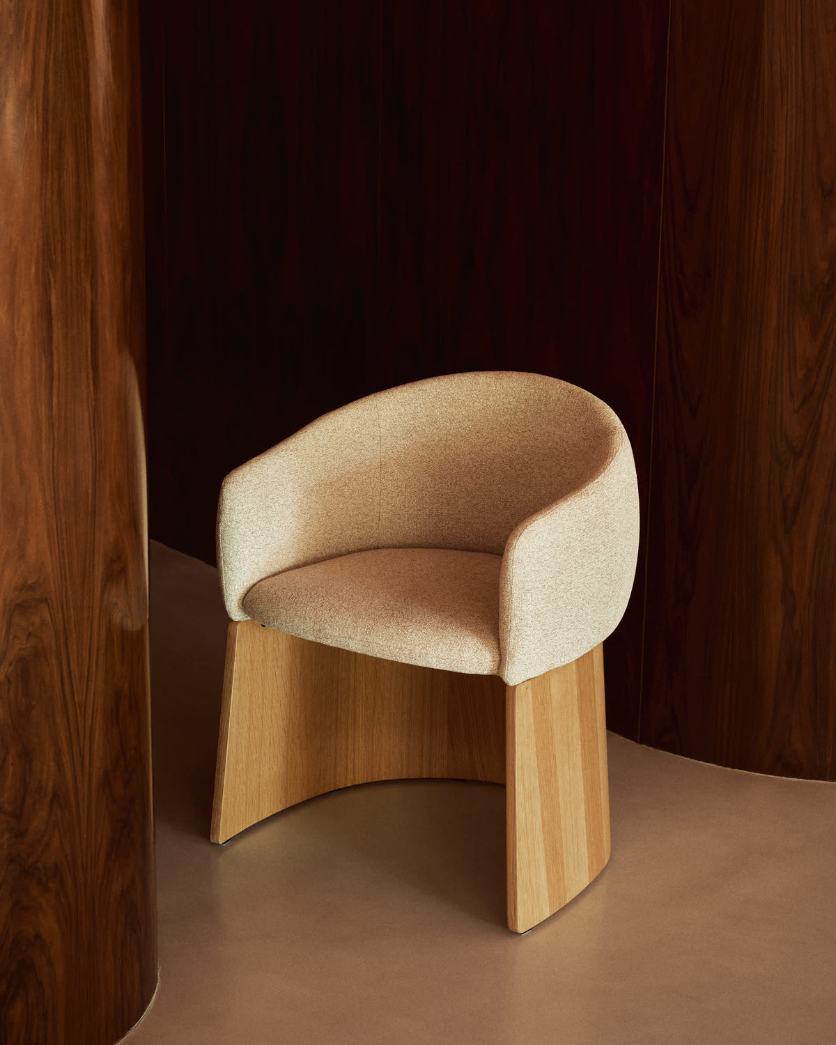 Japandi Stuhl Bosca – Eichenfurnier, Beige – Produktansicht