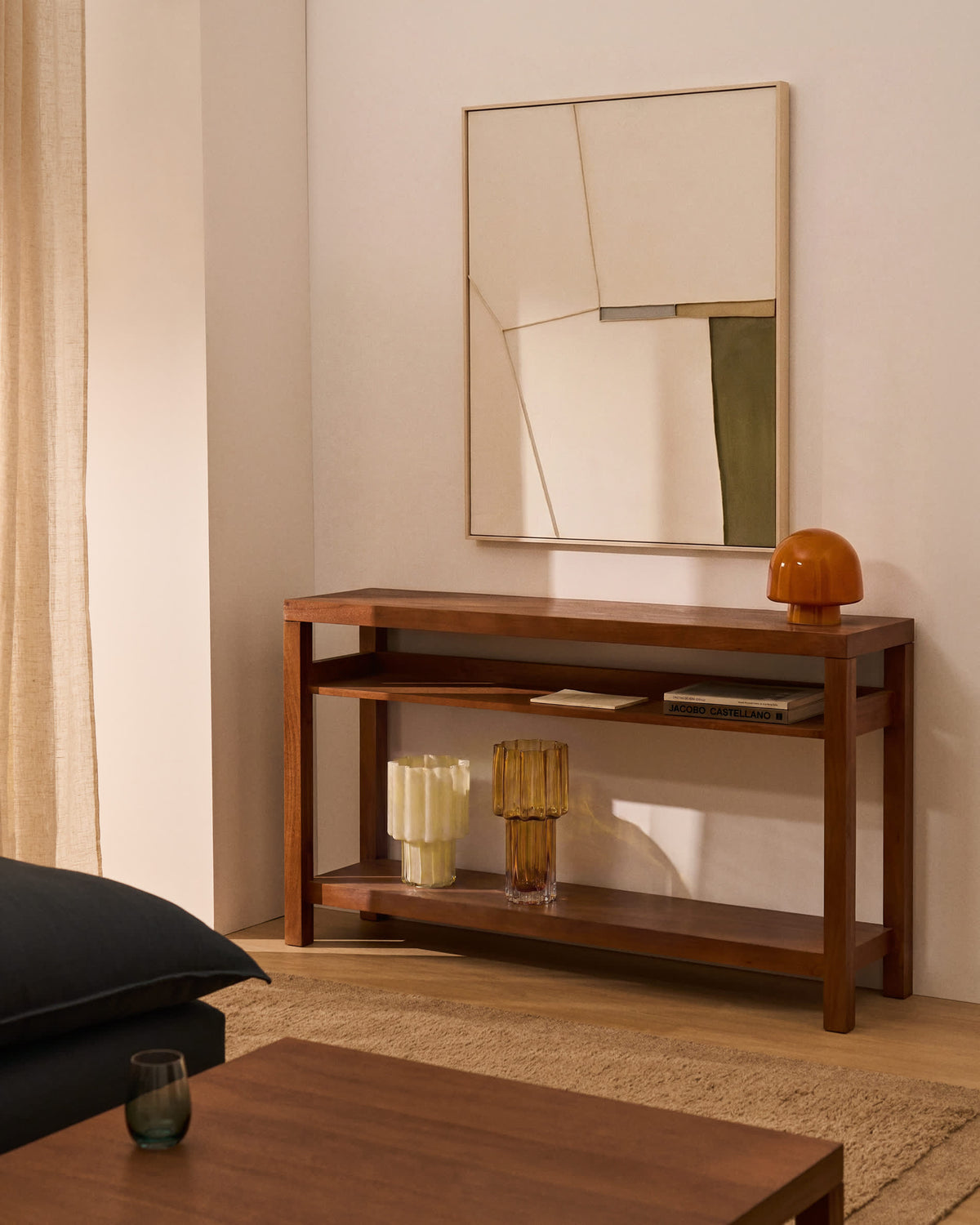 Japandi Konsolentisch Norani – Akazie, Braun, 140 × 80 cm – weitere Ansicht