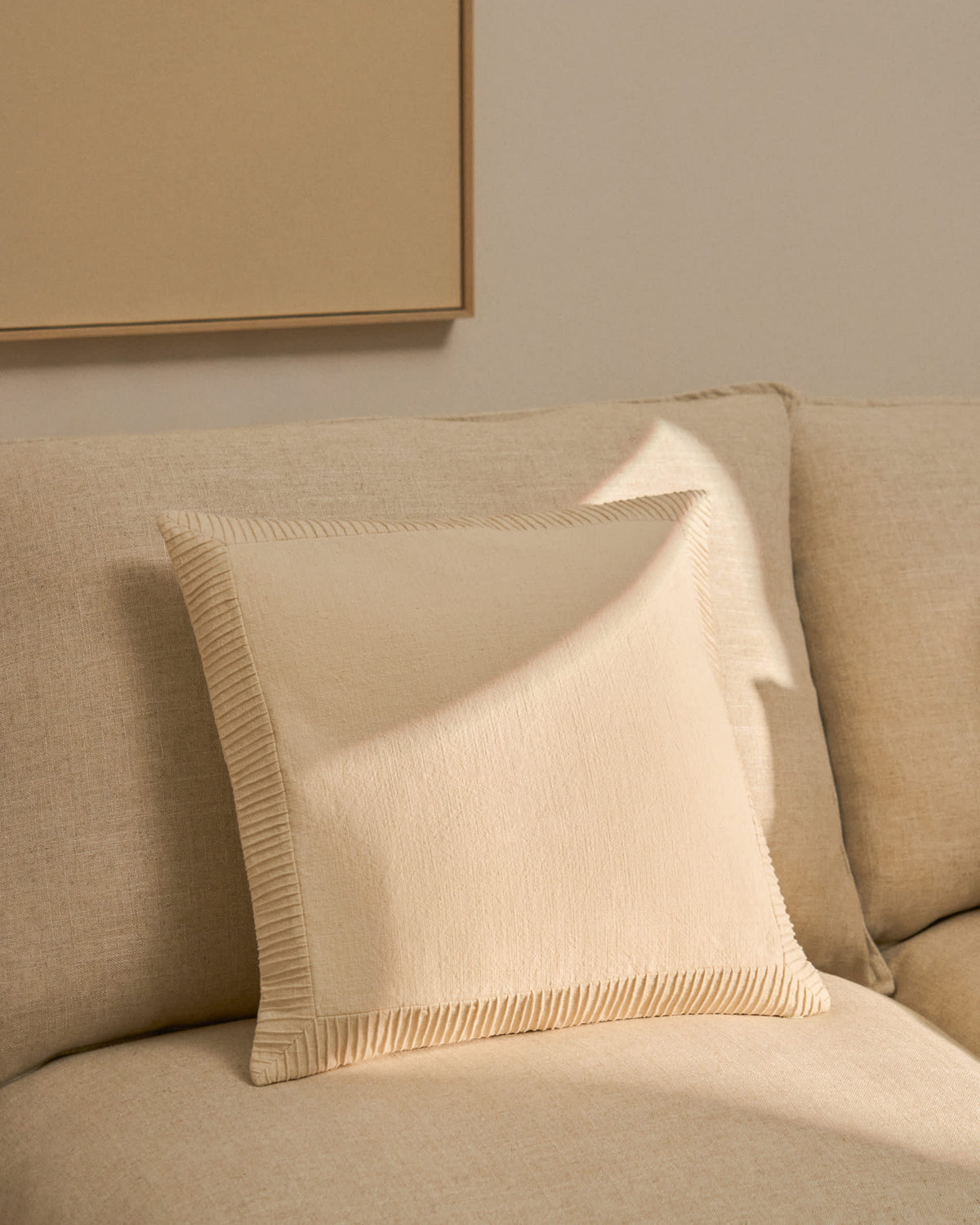 Japandi Kissenbezug Luadia – Baumwolle, Ecru, 50 × 50 cm – weitere Ansicht