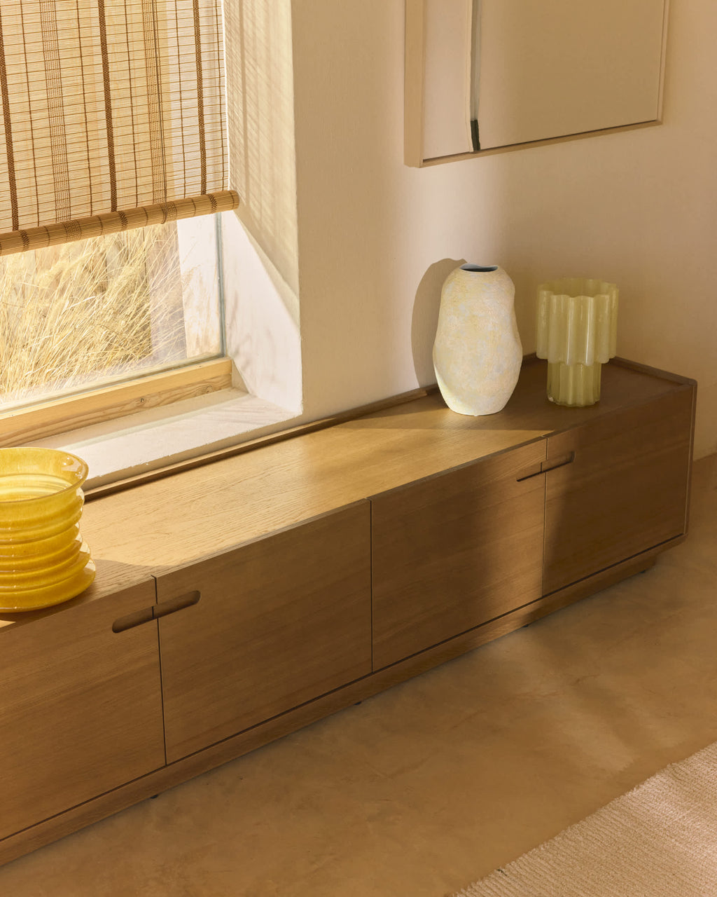 Japandi TV-Möbel Arelida – Eiche, Hellbraun, 200 × 44 cm – weitere Ansicht