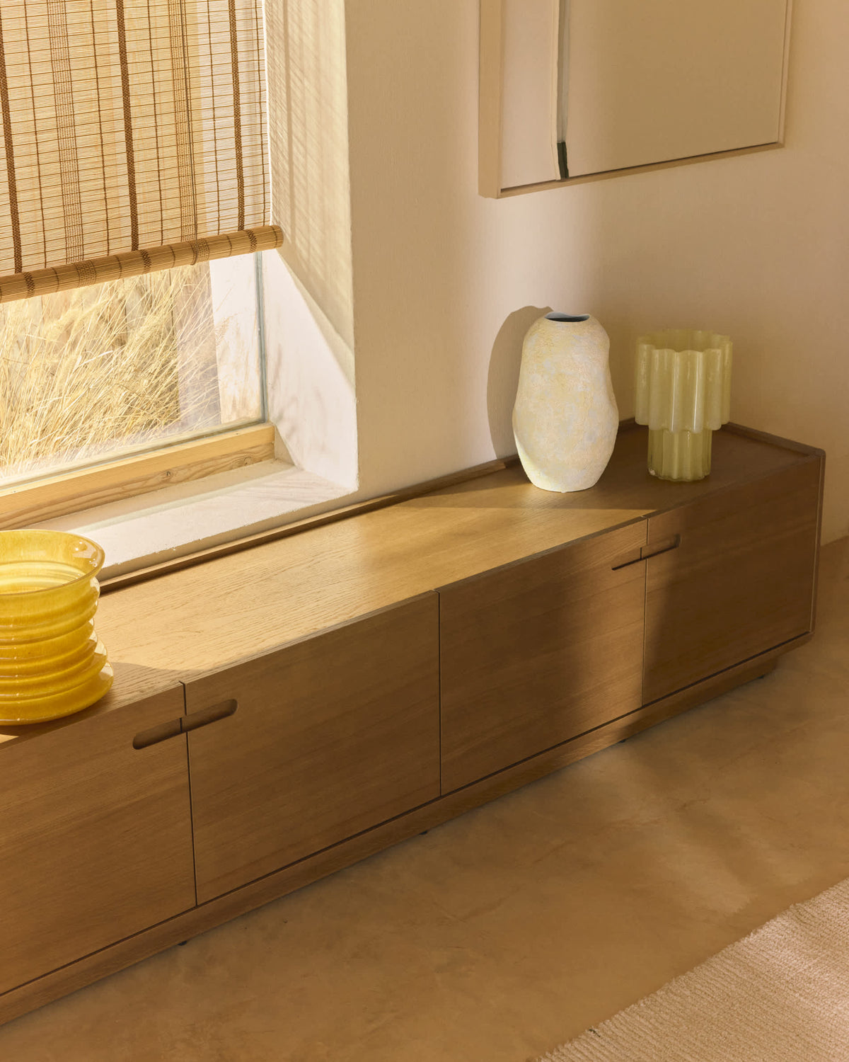 Japandi TV-Möbel Arelida – Eiche, Hellbraun, 200 × 44 cm – weitere Ansicht