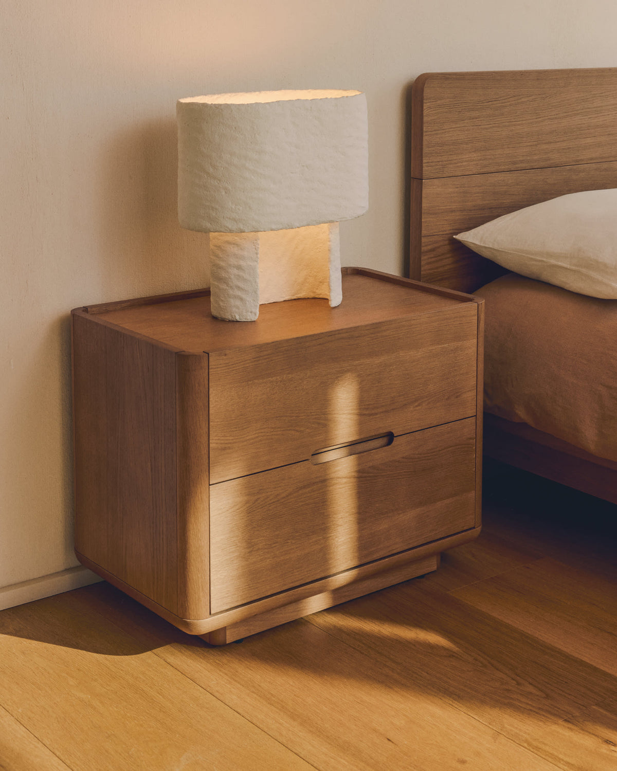 Japandi Nachttisch Arelida – Eiche, Hellbraun, 65 × 50 cm – weitere Ansicht