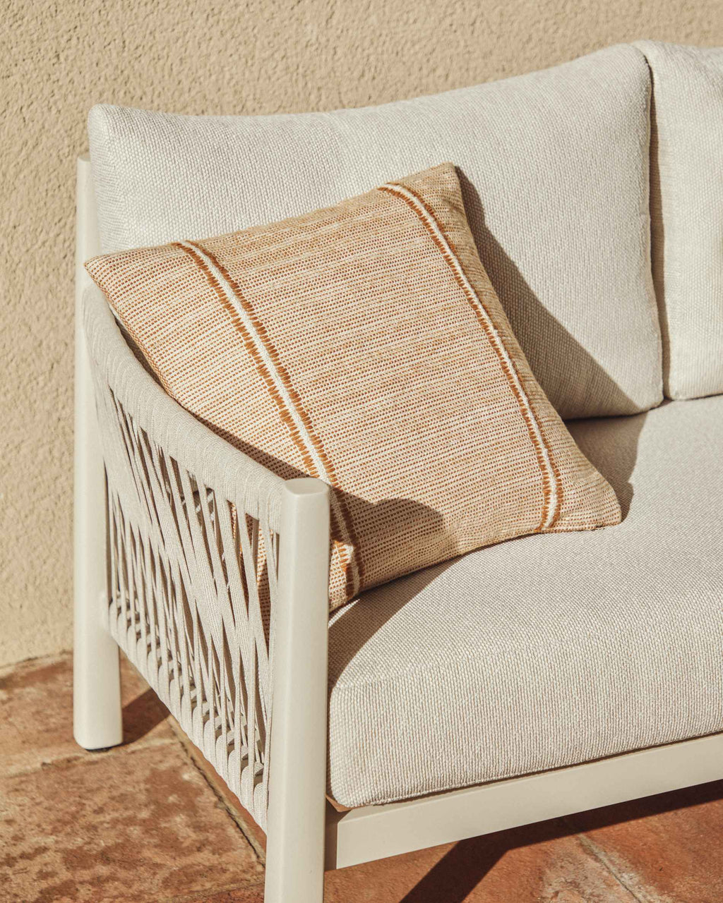 Japandi Kissenbezug Drati – Stoff, Orange, 45 × 45 cm – weitere Ansicht