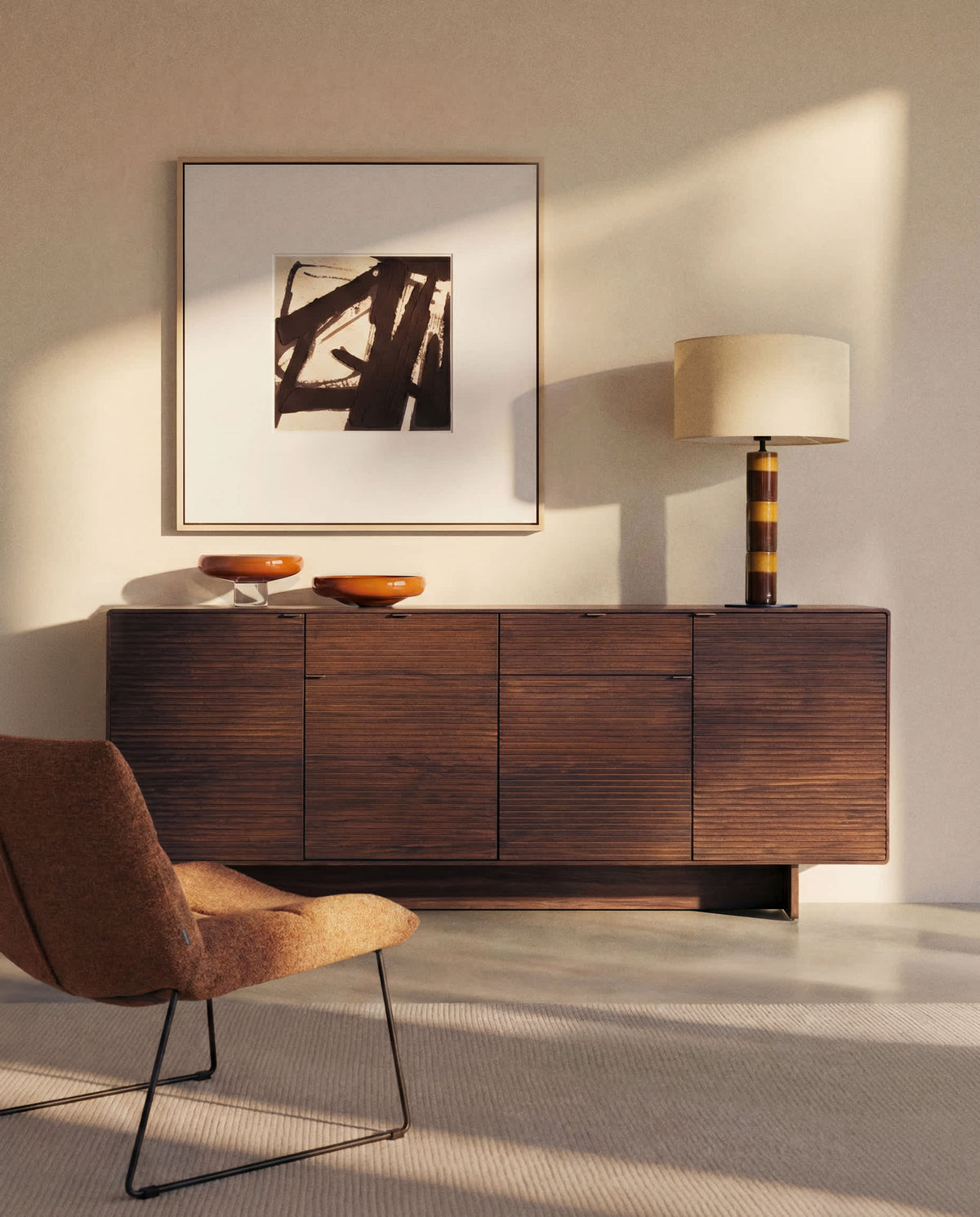 Japandi Highboard Norlen – Holzwerkstoff, Dunkelbraun, 194,5 × 78 cm – weitere Ansicht