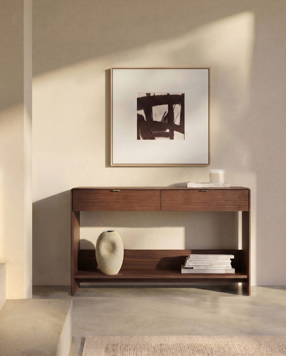 Japandi Regal Norlen – Holzwerkstoff, Dunkelbraun, 120 × 81 cm – weitere Ansicht