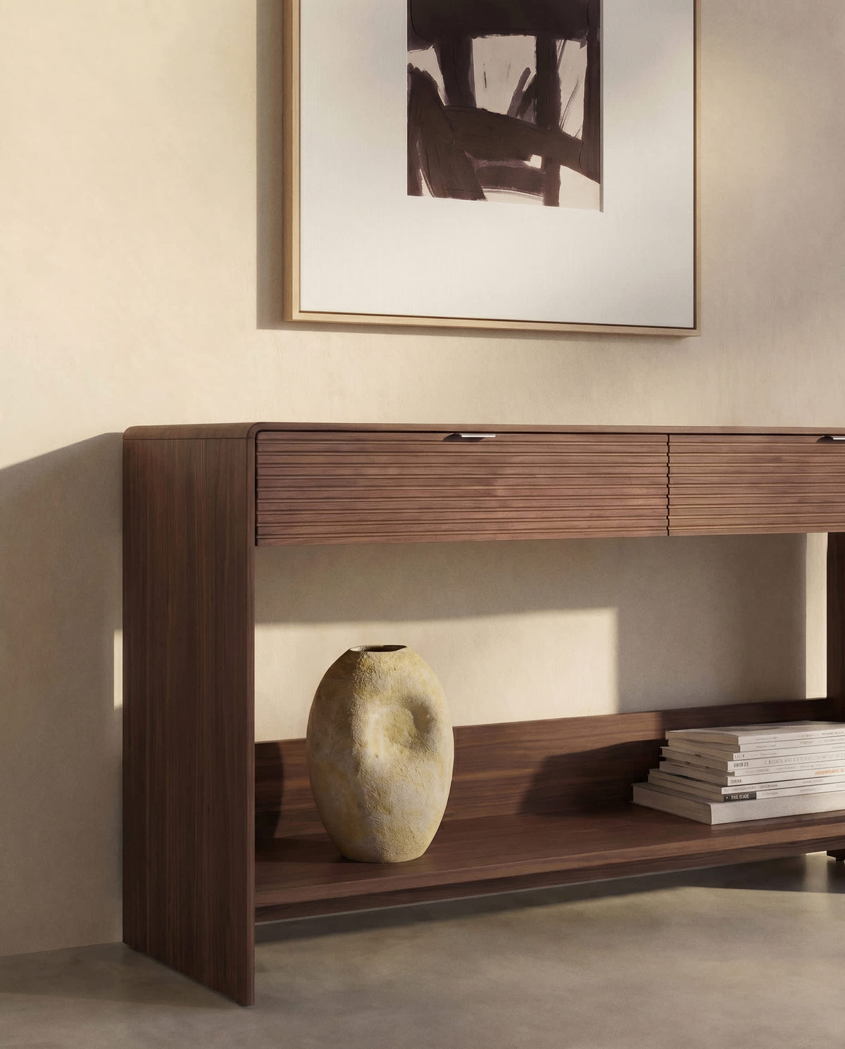 Japandi Regal Norlen – Holzwerkstoff, Dunkelbraun, 120 × 81 cm – weitere Ansicht