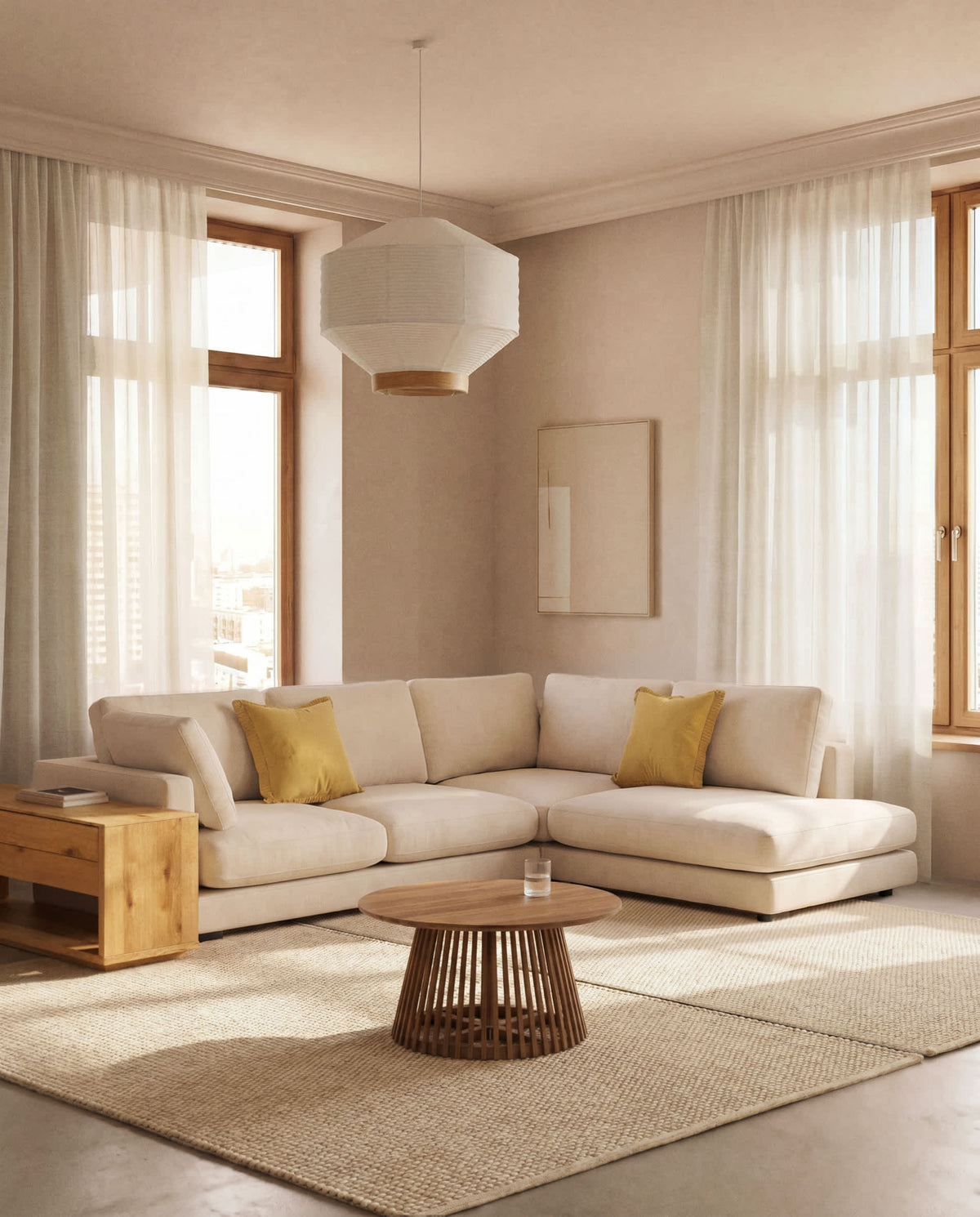 Japandi Couchtisch Jeanette – Teakholz, Braun, Ø 80 cm – weitere Ansicht