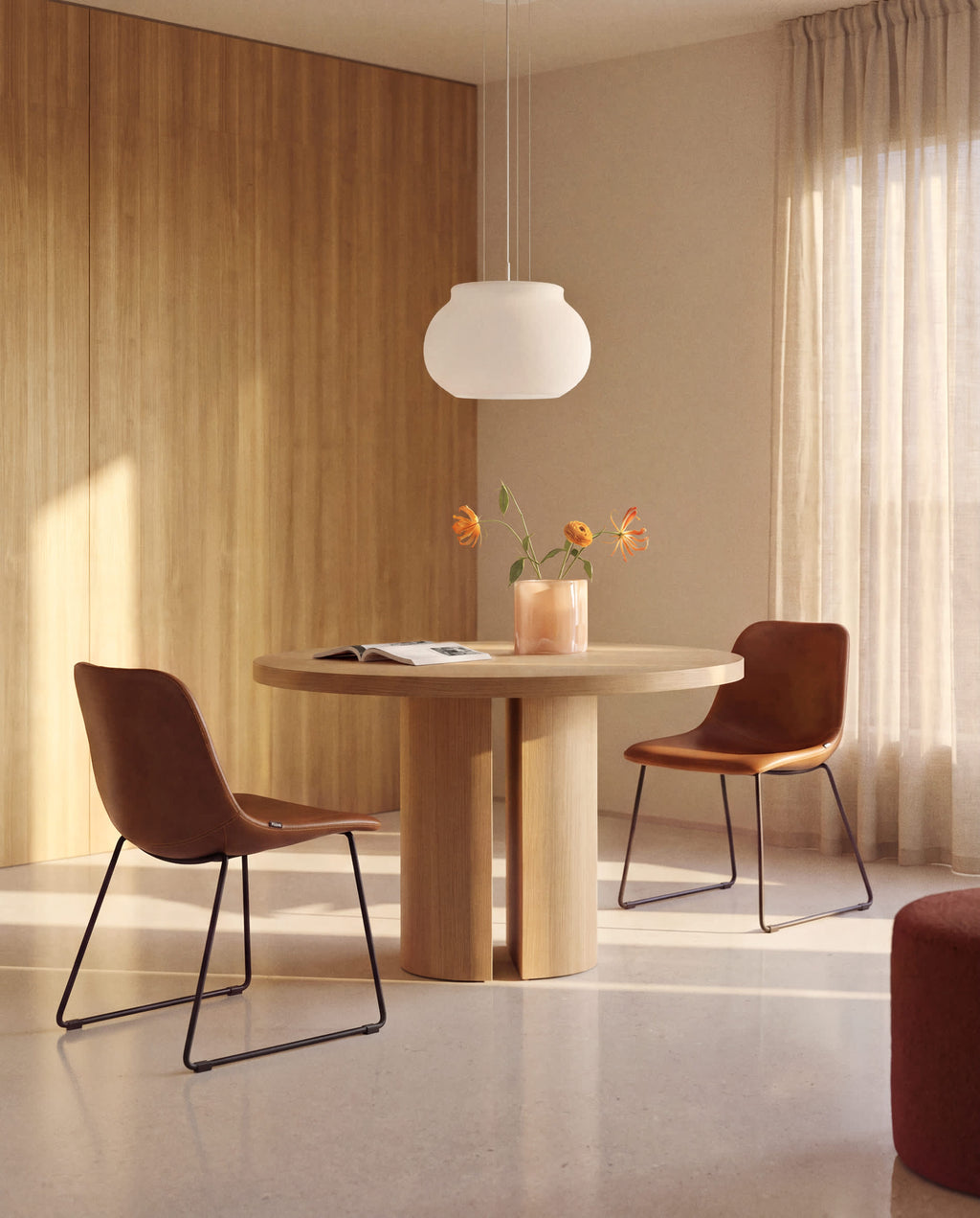 Japandi Esstisch Nealy – Eichenfurnier, Natur, Ø 150 cm – weitere Ansicht