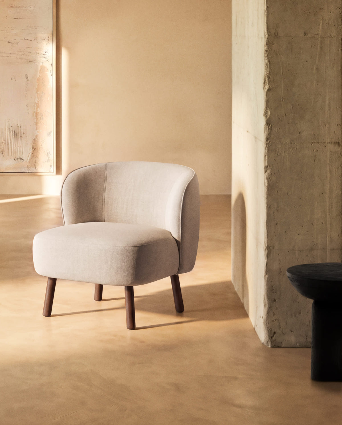 Japandi Sessel Ulit – Nussbaum, Beige – weitere Ansicht