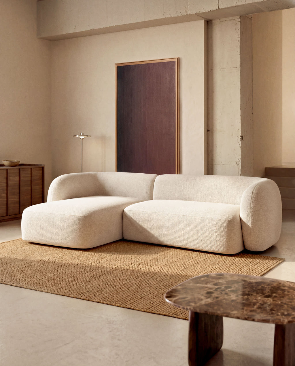 Japandi 3-Sitzer-Modulsofa Martina – Chaiselongue links, Ecru, 287 cm – weitere Ansicht