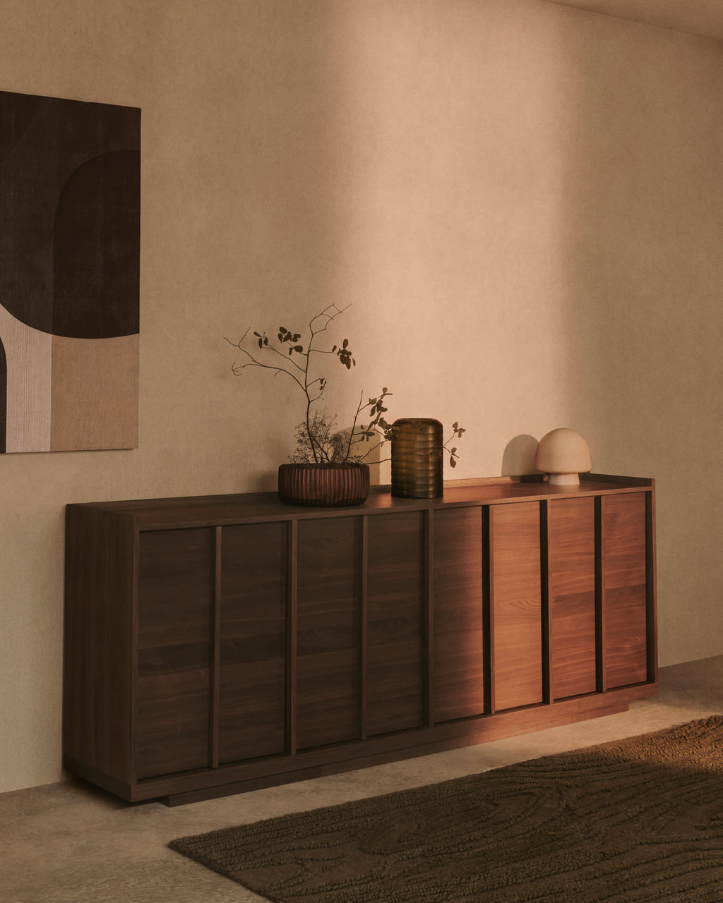 Japandi Sideboard Onix – Walnussfurnier, Dunkelbraun, 200 × 80 cm – weitere Ansicht