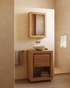 Japandi Spiegel Plubia – Teakholz, Braun, 50 × 70 cm – weitere Ansicht