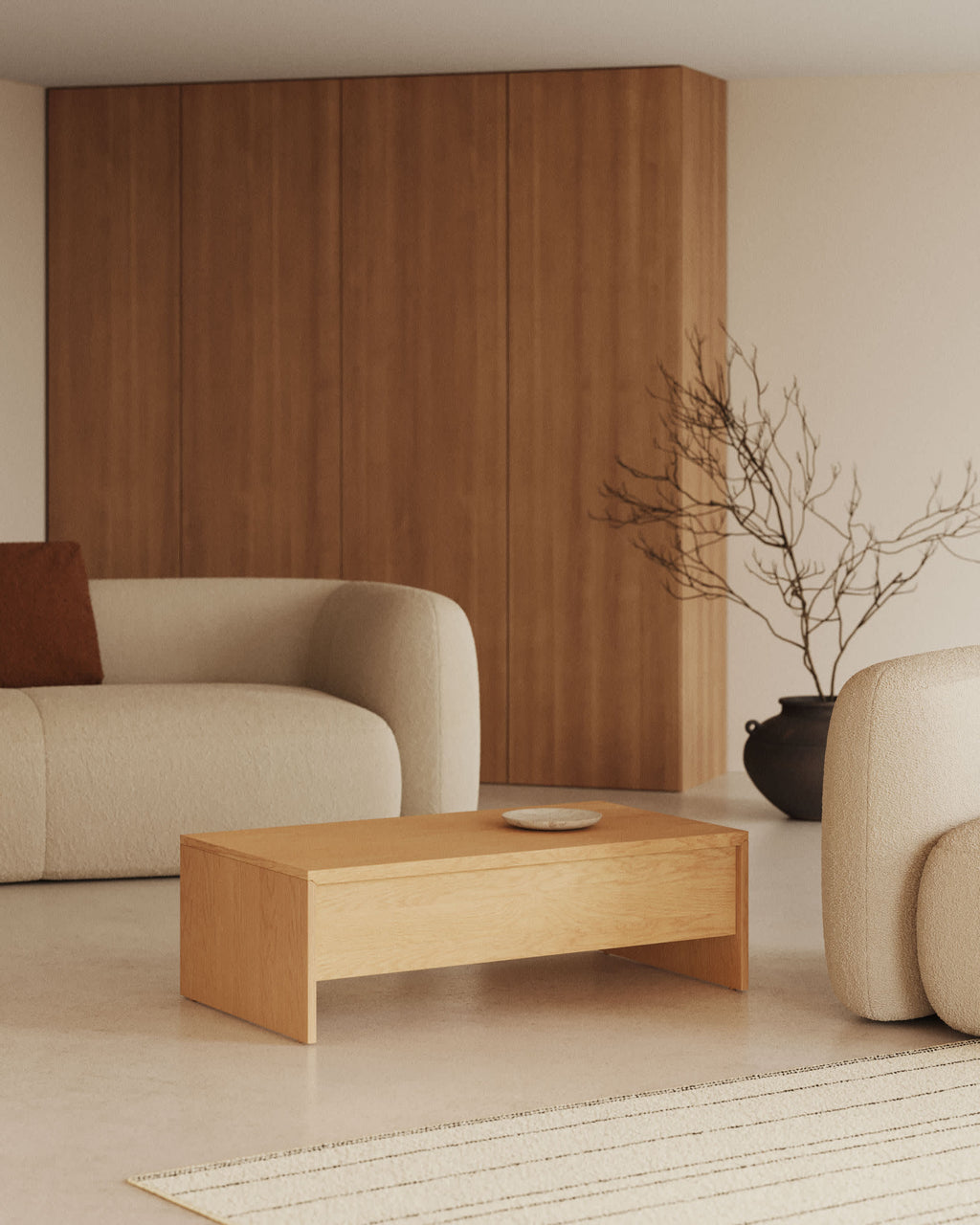 Japandi Couchtisch Abilen – Eichenfurnier, Natur, 110 × 60 cm – weitere Ansicht