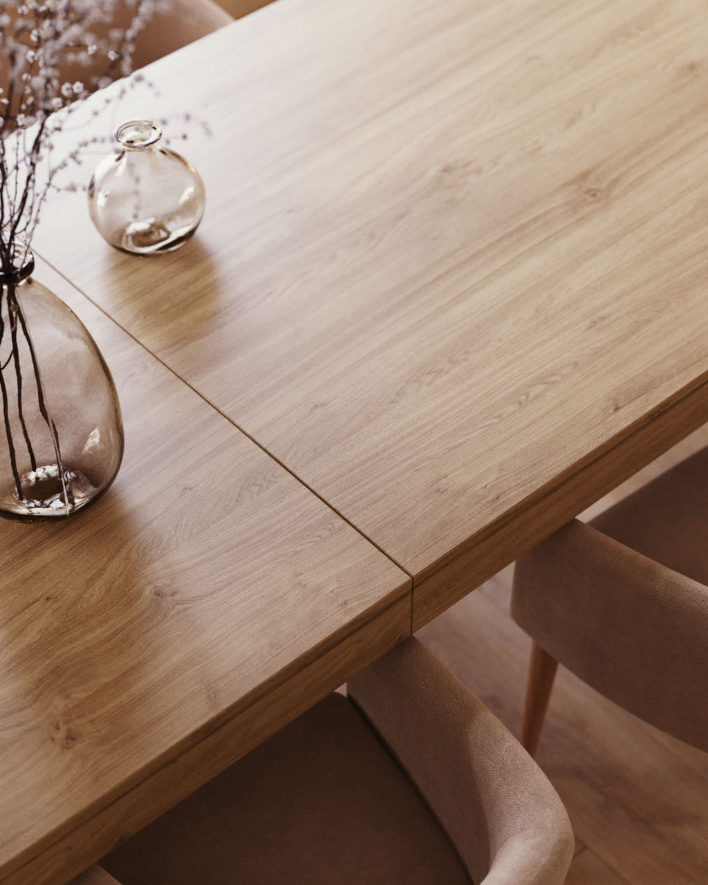 Japandi Ausziehtisch Briva – Eichenfurnier, Natur, 180–230 × 90 cm – weitere Ansicht