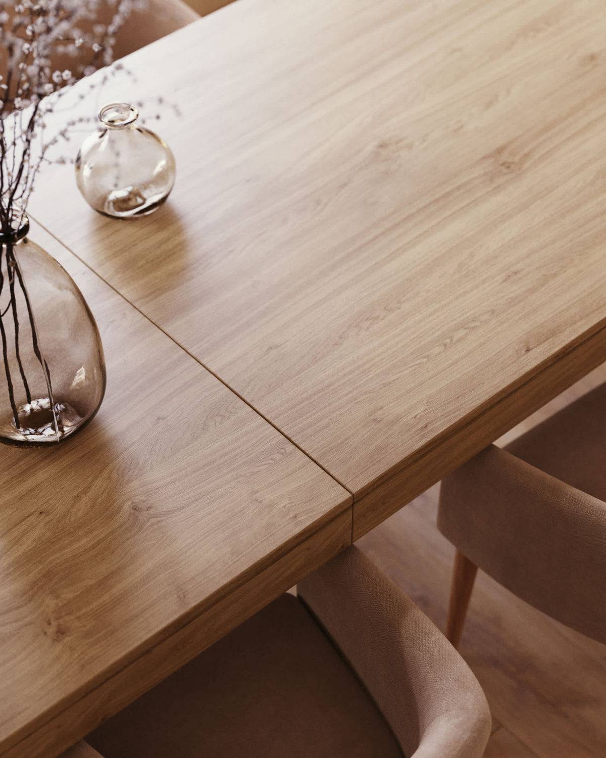 Japandi Ausziehtisch Briva – Eichenfurnier, Natur, 180–230 × 90 cm – weitere Ansicht