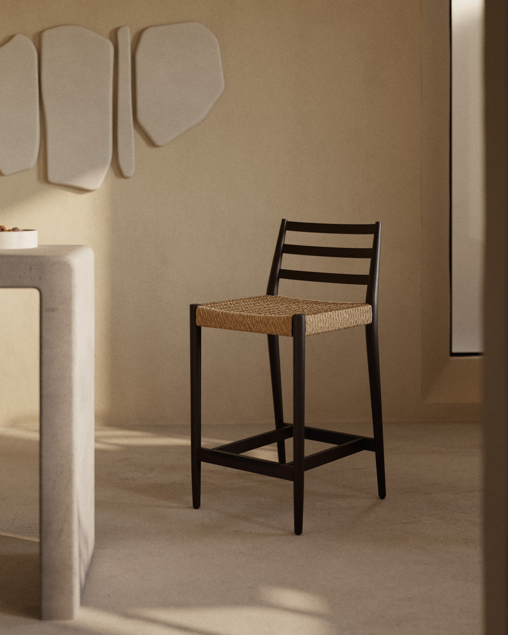 Japandi Barhocker Analy – Eiche, Schwarz, 65 cm – weitere Ansicht