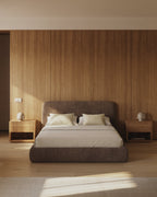 Japandi Bett Martina – Stoff, Braun, 160 × 200 cm – weitere Ansicht