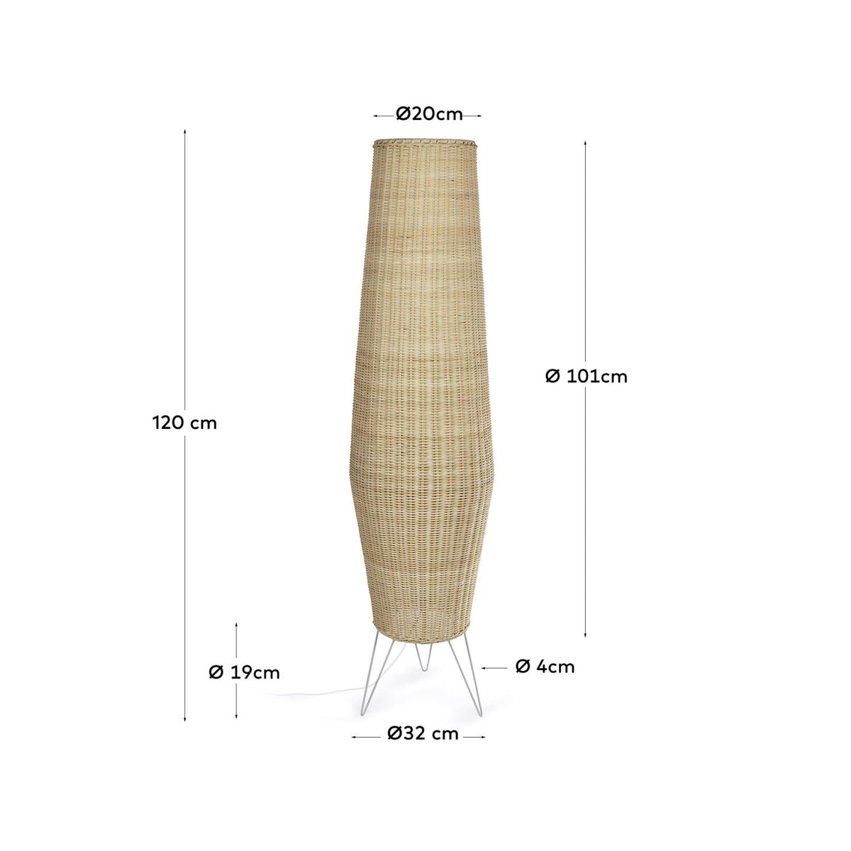 Japandi Stehlampe Kamaria – Rattan, Natur – weitere Ansicht