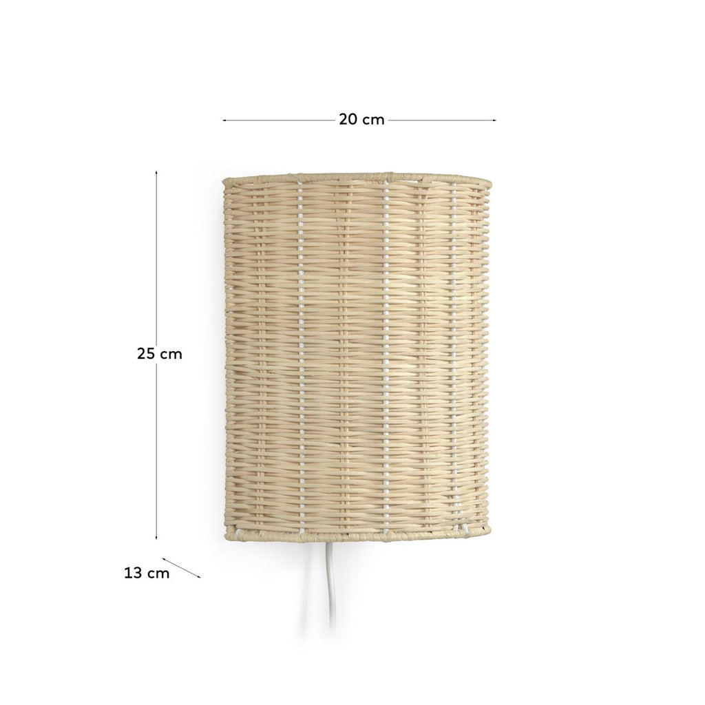 Japandi Wandleuchte Kimjit – Rattan, Natur – weitere Ansicht