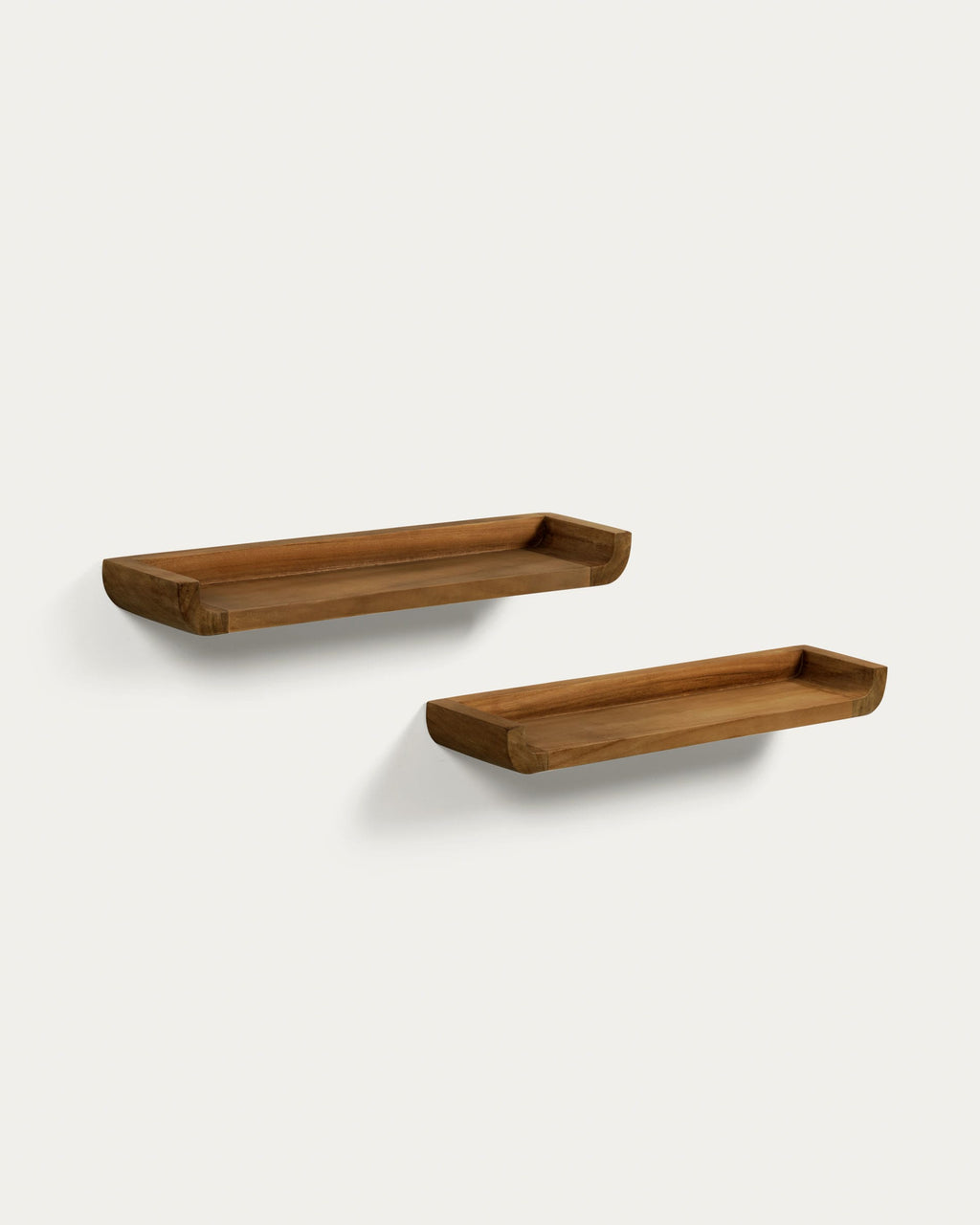Japandi Regal Shamel – Nussbaum, 2er-Set, Braun, 50 × 5 cm – Produktansicht