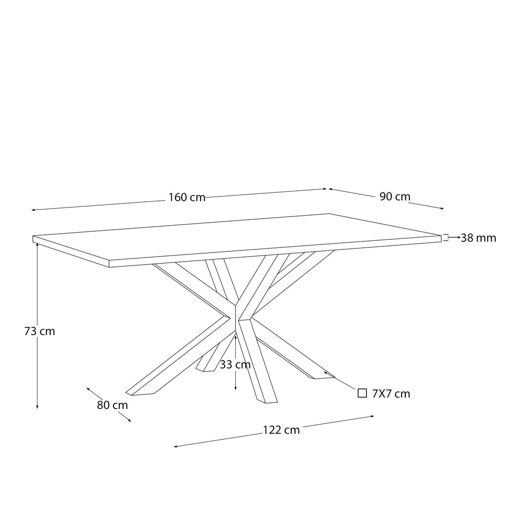 Japandi Esstisch Argo – Eichenfurnier, 160 × 90 cm – weitere Ansicht
