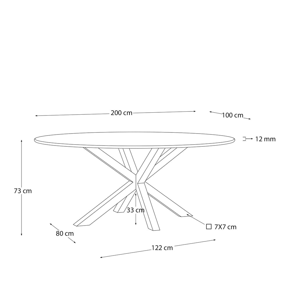 Japandi Esstisch Argo – Glas, Transparent, Ø 200 × 100 cm – weitere Ansicht