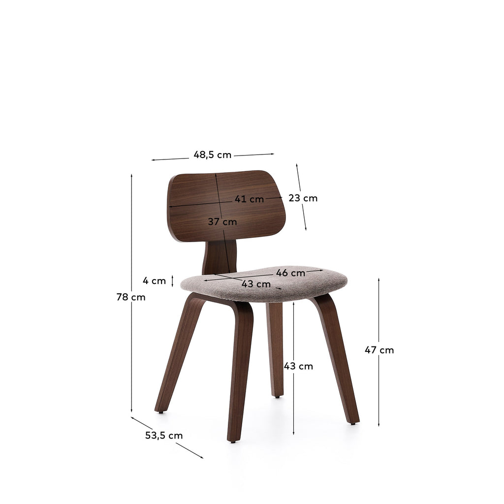 Japandi Stuhl Gena – Chenille, Beige – weitere Ansicht