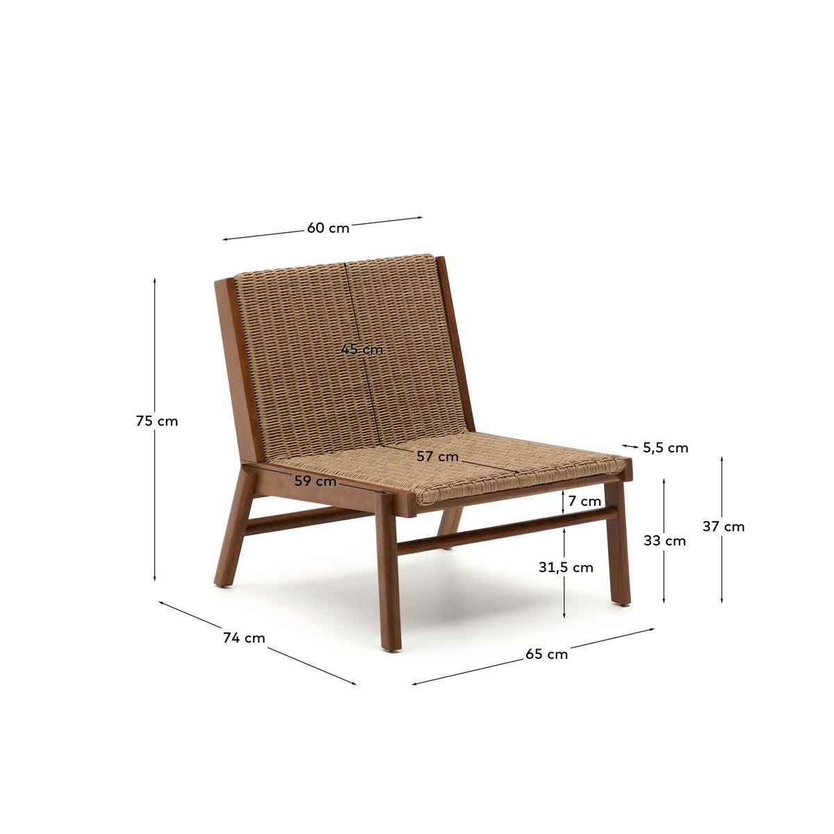 Japandi Sessel Itani – Teakholz, Braun – weitere Ansicht