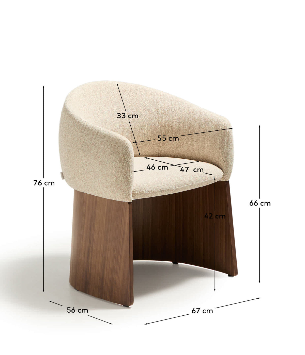 Japandi Stuhl Bosca – Nussbaum, Beige – weitere Ansicht