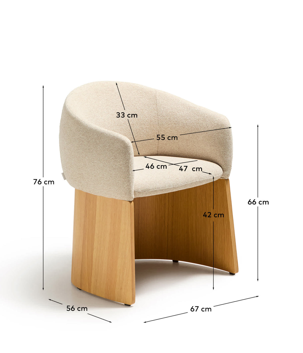 Japandi Stuhl Bosca – Eichenfurnier, Beige – weitere Ansicht